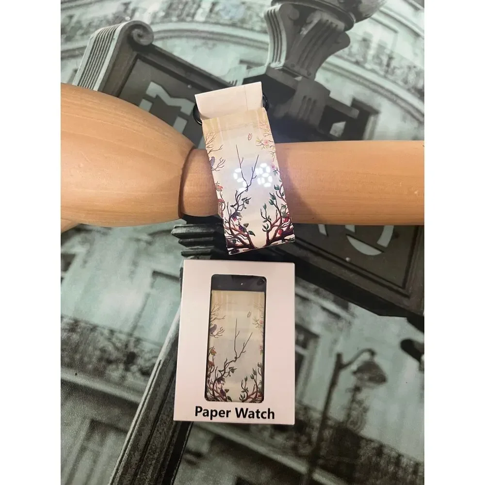 Waterproof Watch Unisex Digital Wristwatch Printed Casual Paper Watch